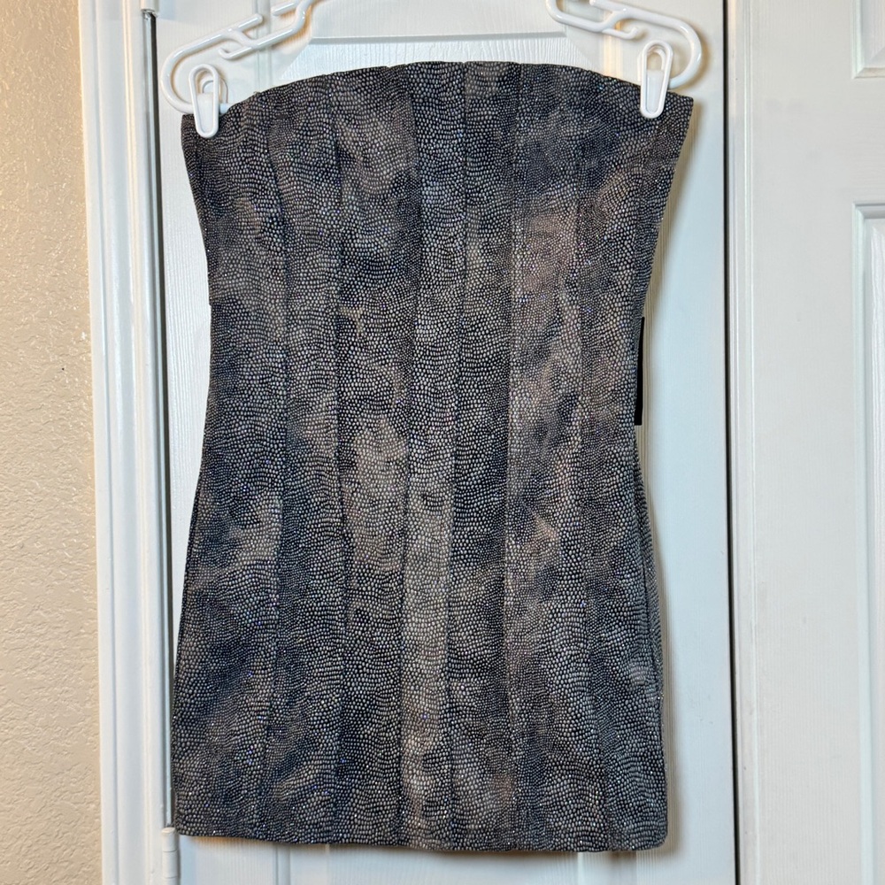 Forever 21 Women's Strapless Dress, Sz Sm Snake Skin Like Texture & Sparkle- NEW
